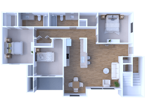 Three bedroom, two bath